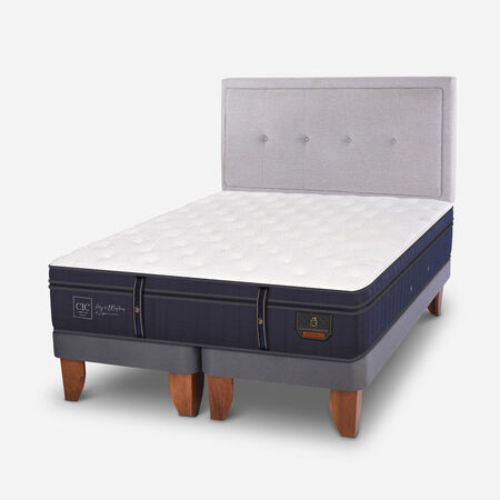 Cama Europea 2 Plazas Grand Premium Base Dividida + Respaldo Ganges