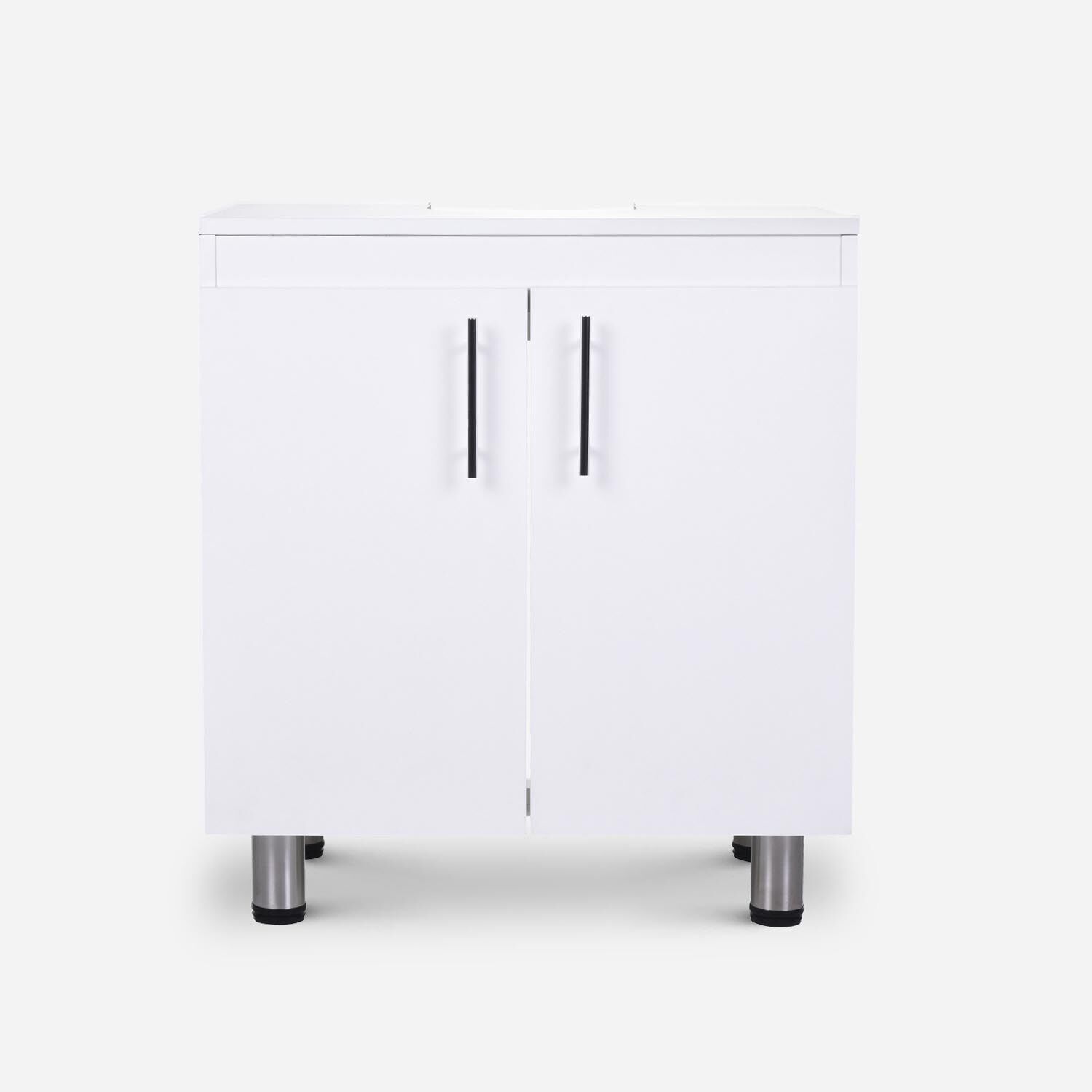 Set de Baño Estante 2 Puertas 1 Repisa + Vanitorio + Estante Organizador + Organizador 2 Puertas Blanco