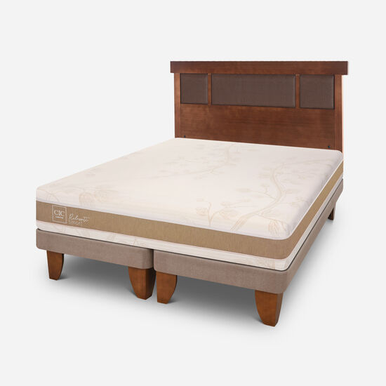 Cama Europea 2 Plazas Rilassati Smart Base Dividida + Respaldo New Dublín Caramel