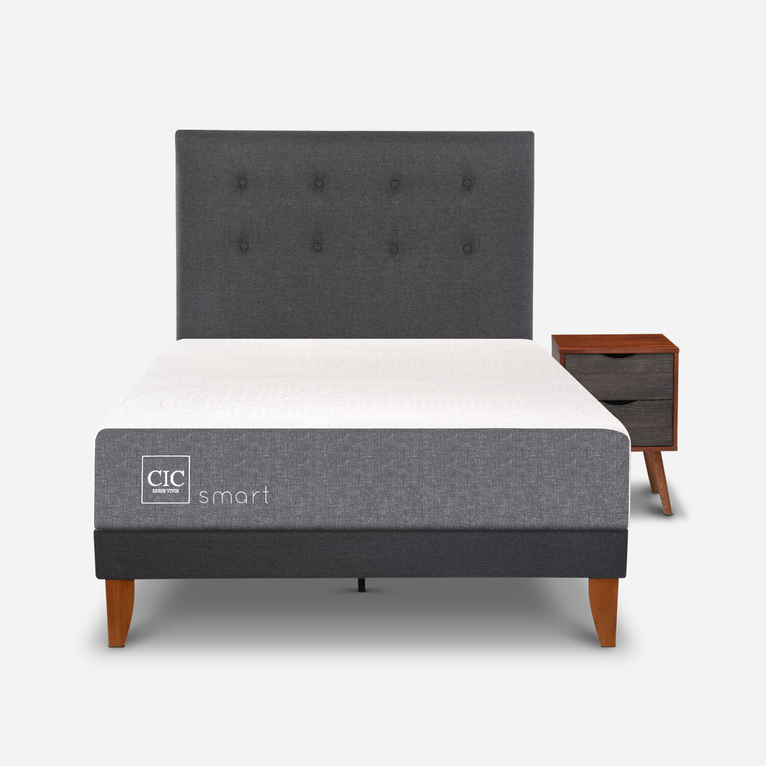 Cama Europea Curve 1,5 Plazas Smart + Set &Eacute;ufrates