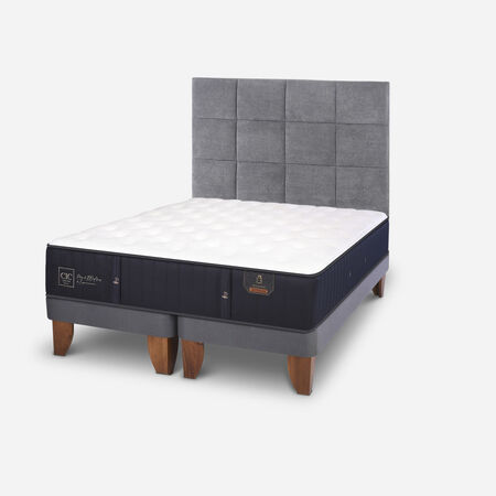 Cama Europea 2 Plazas Premium Base Dividida + Respaldo T&aacute;mesis