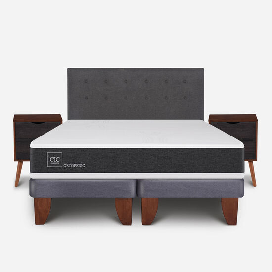 Cama Europea 2 Plazas Ortopedic Base Dividida + Set Éufrates