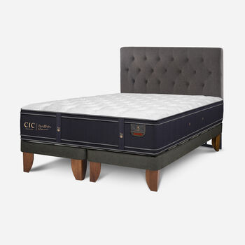 Cama Europea 2 Plazas Grand Premium Base Dividida + Respaldo Kavery