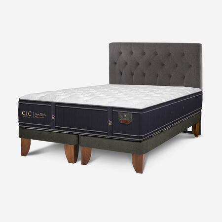 Cama Europea 2 Plazas Grand Premium Base Dividida + Respaldo Kavery