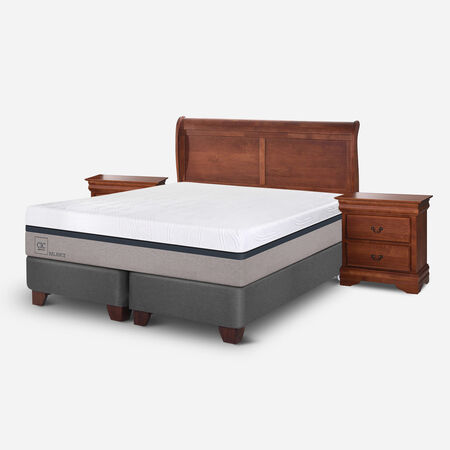 Box Spring 2 Plazas Balance Base Dividida + Set Mir&oacute; Caramel