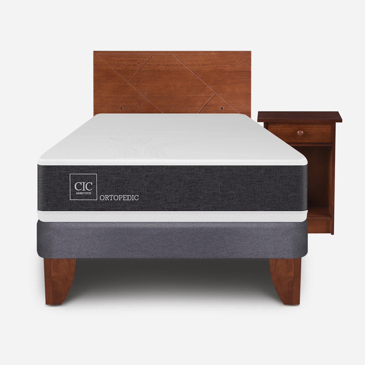 Cama Europea 1,5 Plazas Ortopedic + Set Villarrica