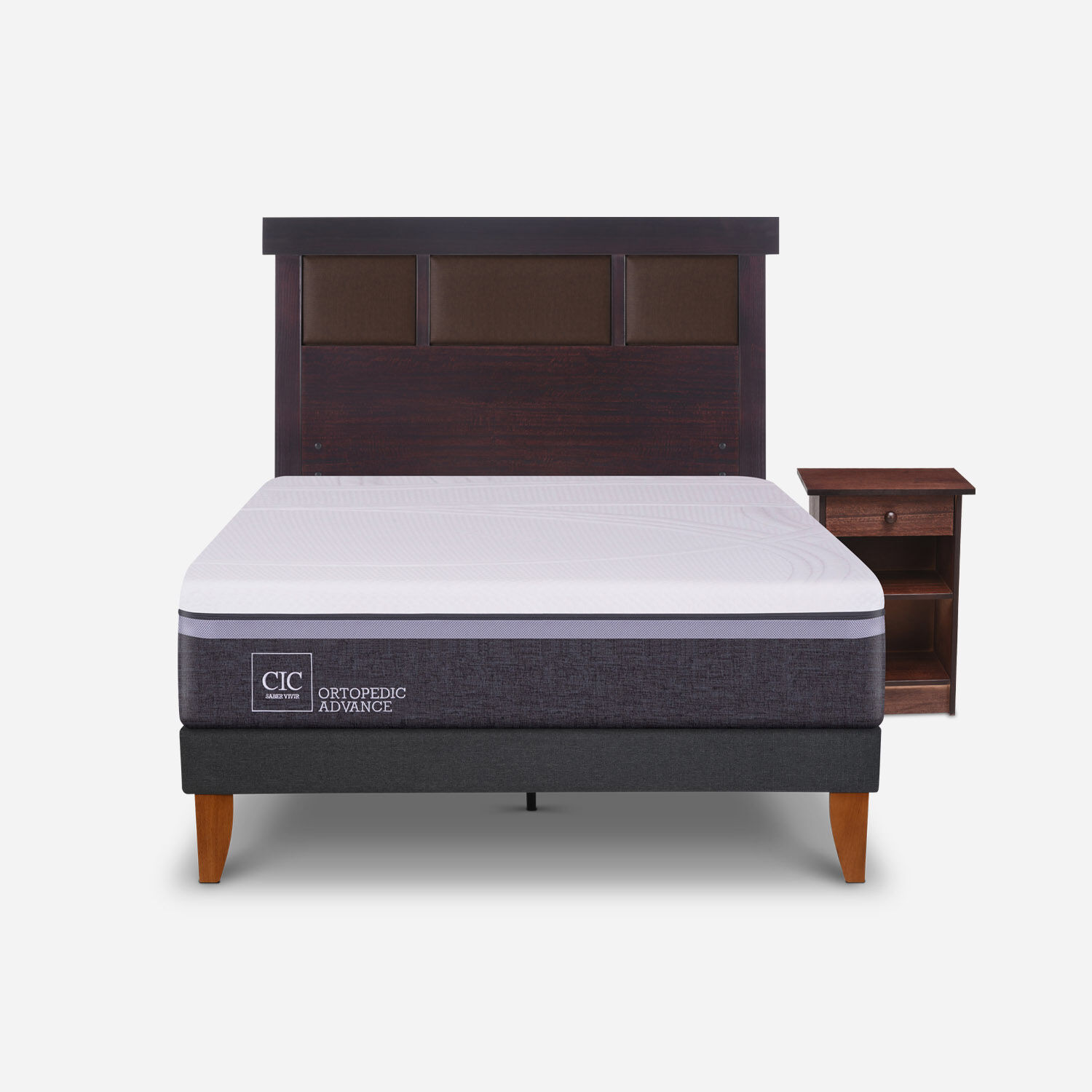Cama Europea Curve 1,5 Plazas Ortopedic Advance + Set Dubl&iacute;n Chocolate