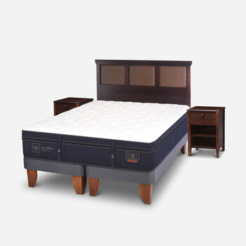 Cama Europea 2 Plazas Super Premium Base Dividida + Set Torino Chocolate