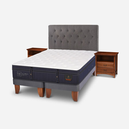 Cama Europea 2 Plazas Grand Premium Base Dividida + Set Kavery
