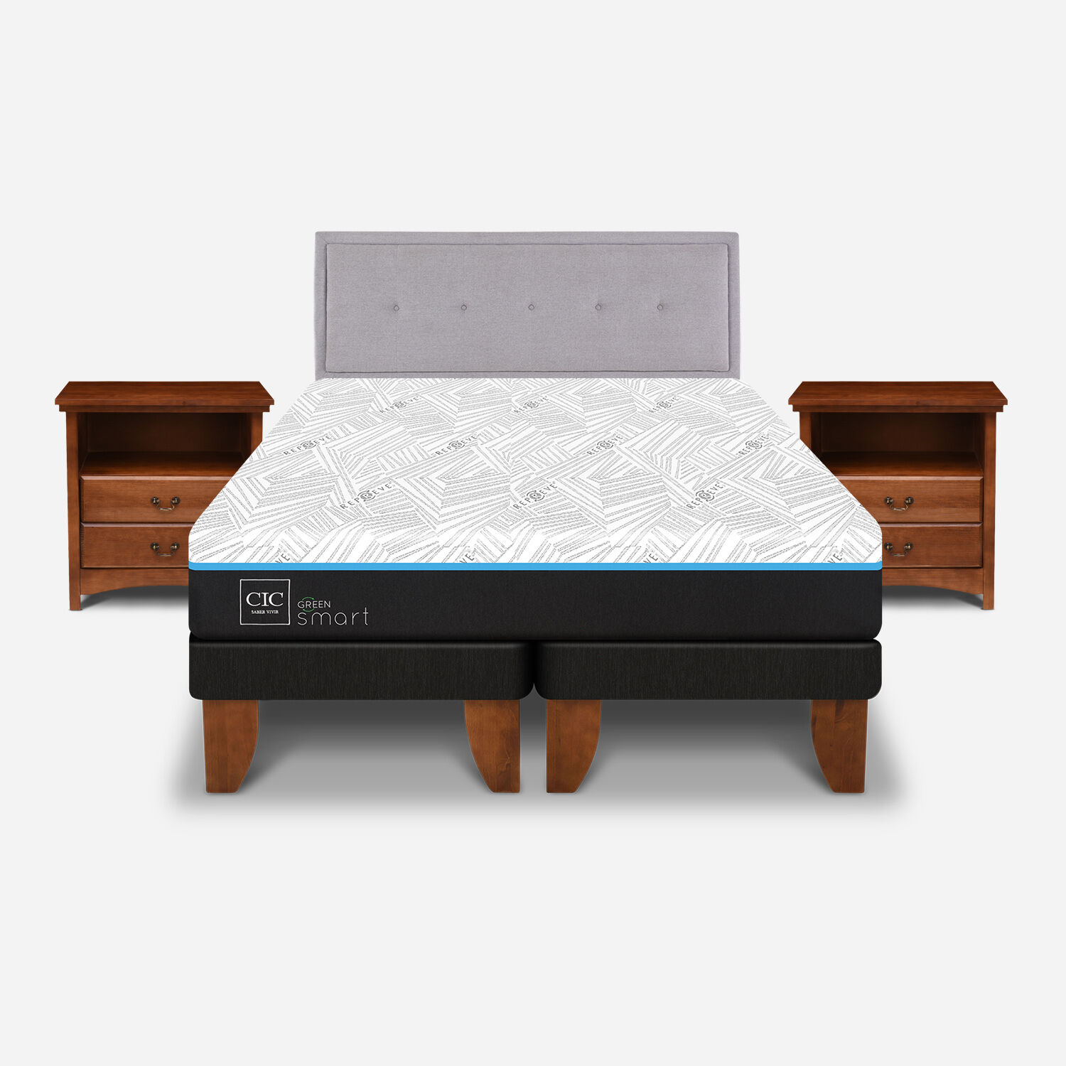 Cama Europea King Infinity Green + Set Ganges