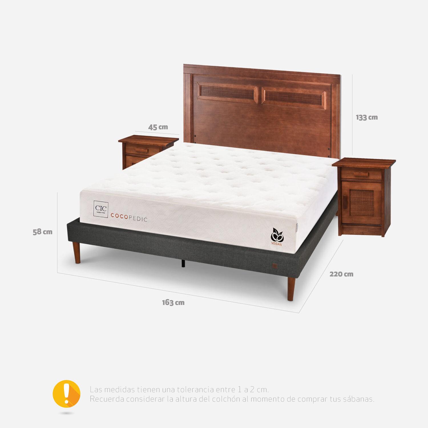 Cama Europea Curve 2 Plazas Cocopedic + Set Mil&aacute;n Caramel