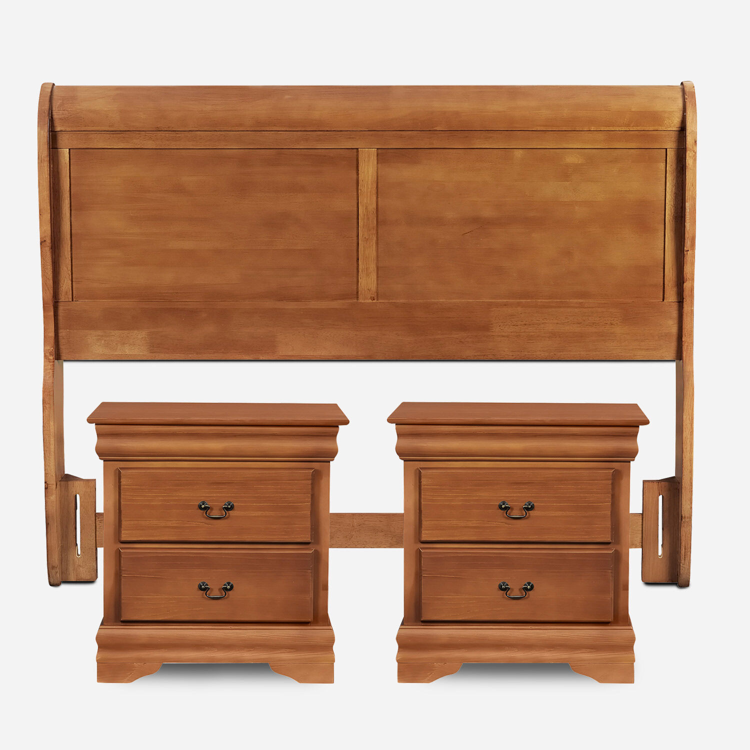 Respaldo y Veladores 2 Plazas Mir&oacute; Caramel