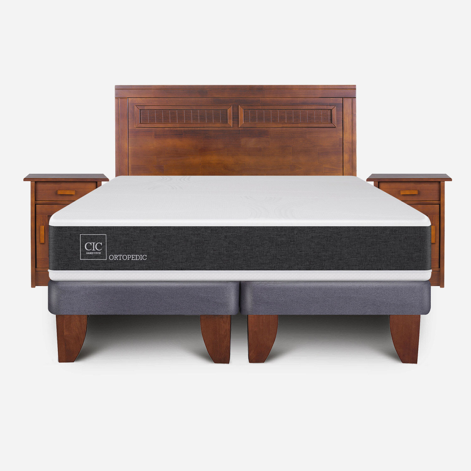 Cama Europea King Ortopedic + Set Mil&aacute;n Caramel