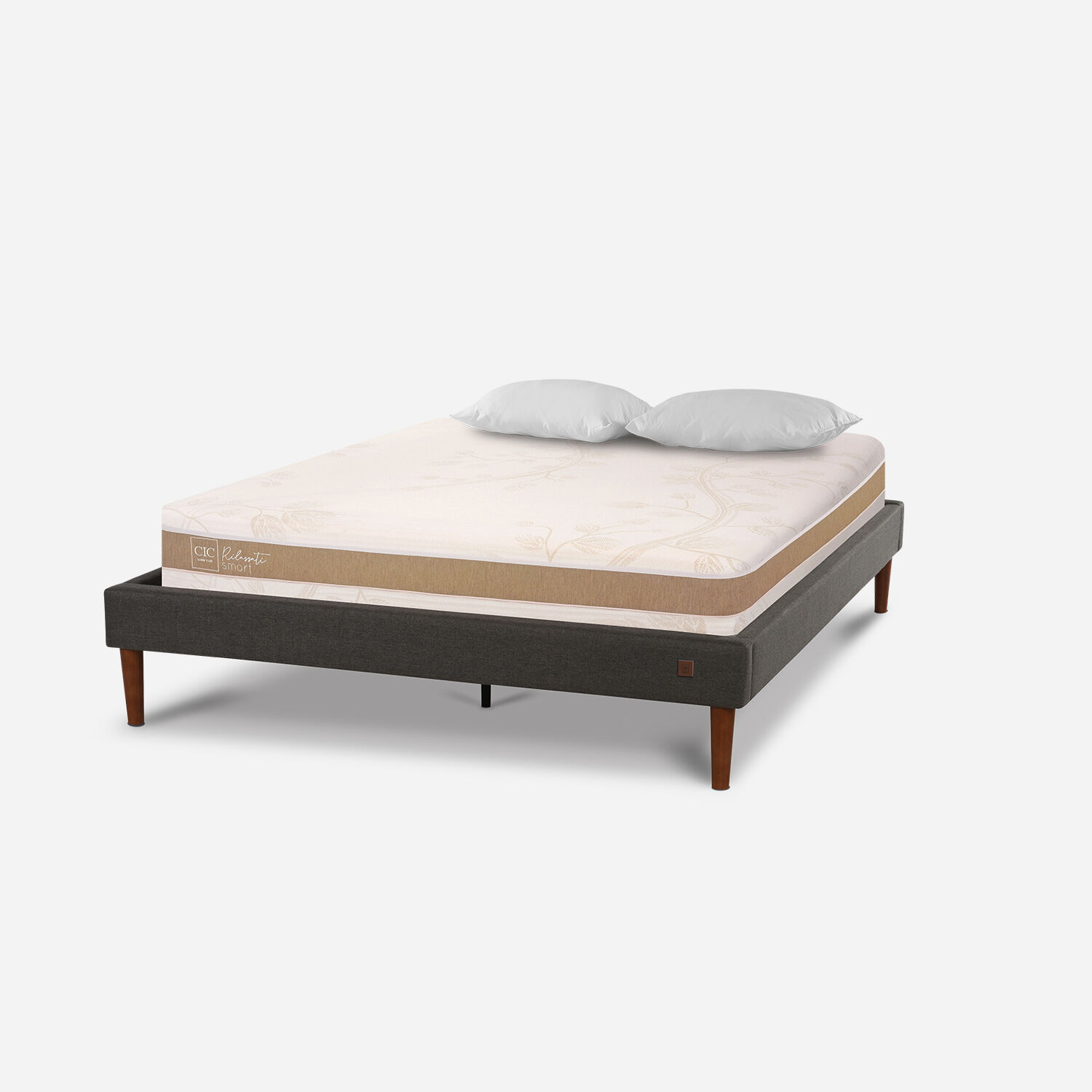 Cama Europea Curve 2 Plazas Rilassati Smart + Almohadas Viscoelásticas