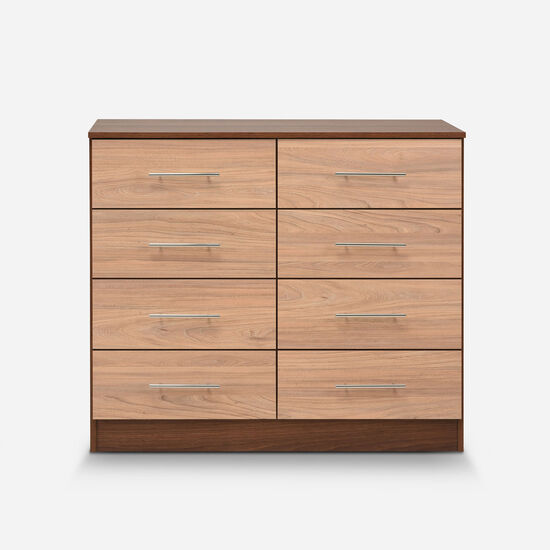 Cómoda 8 Cajones Polux Bicolor Nogal Olmo