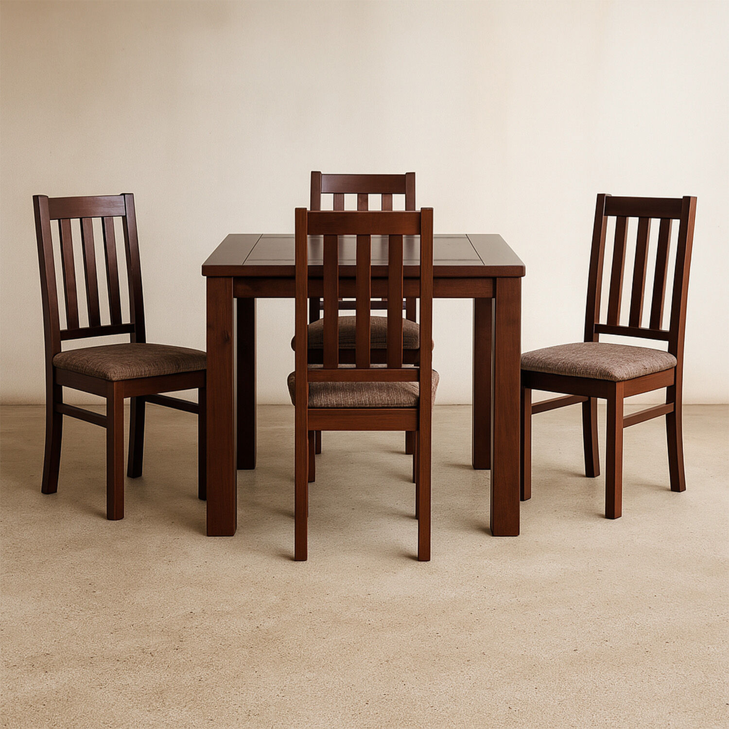 Comedor 4 Sillas &Ntilde;uble Chocolate - Tela Caf&eacute;