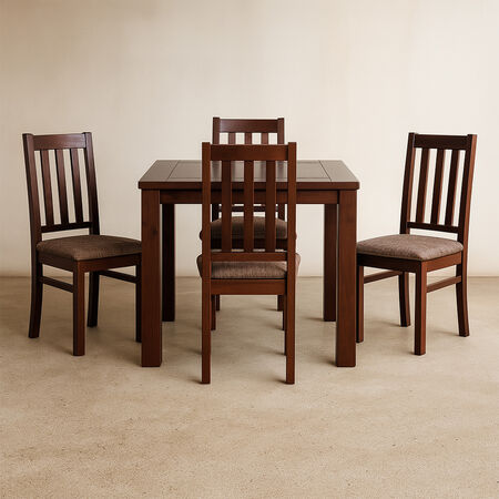 Comedor 4 Sillas &Ntilde;uble Chocolate - Tela Caf&eacute;