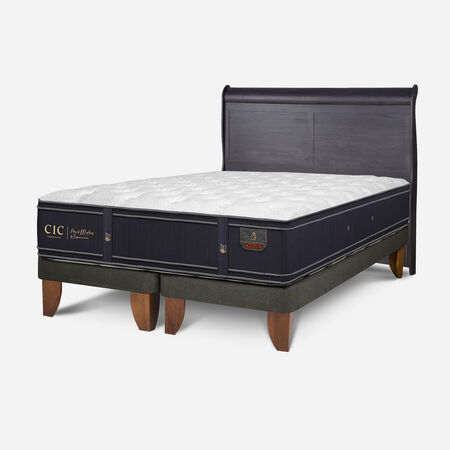 Cama Europea King Grand Premium + Respaldo Mir&oacute; Negro