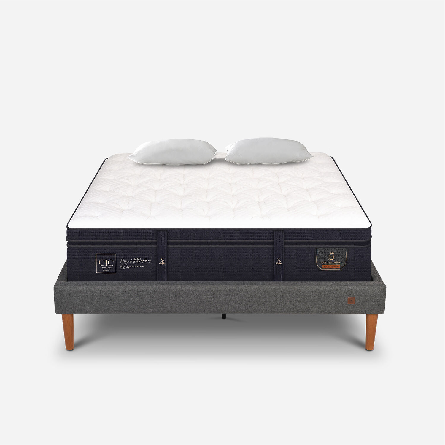 Cama Europea Curve 2 Plazas Super Premium + Almohadas Viscoel&aacute;sticas