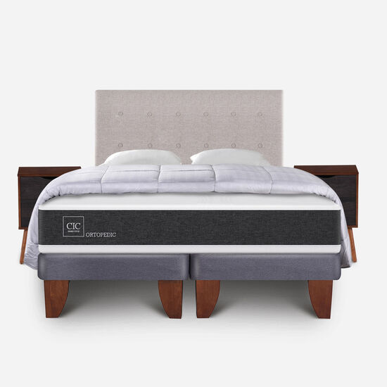 Cama Europea 2 Plazas Ortopedic Base Dividida + Almohadas + Plumón + Set Tigris