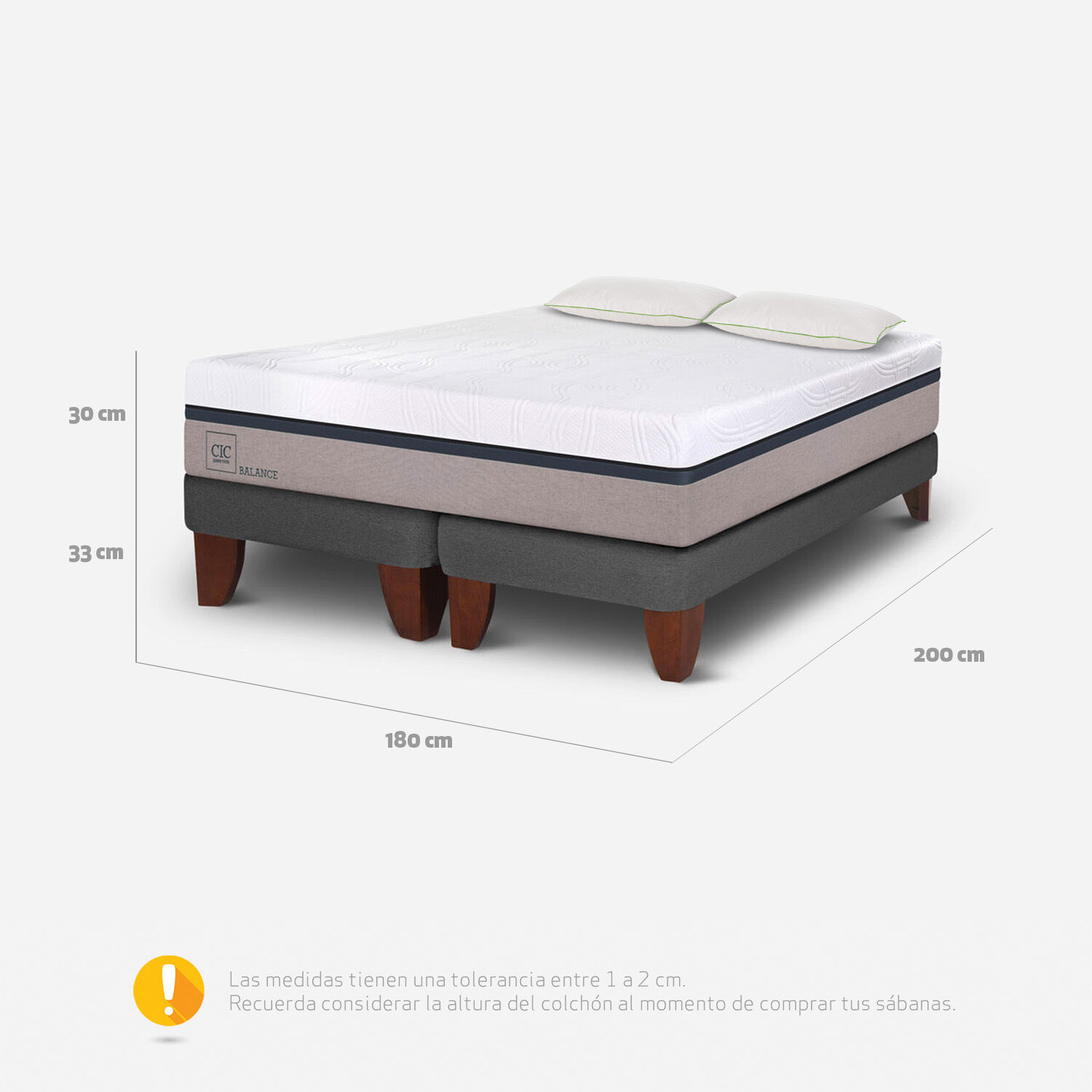 Cama Europea King Balance + Almohadas Down Alternative