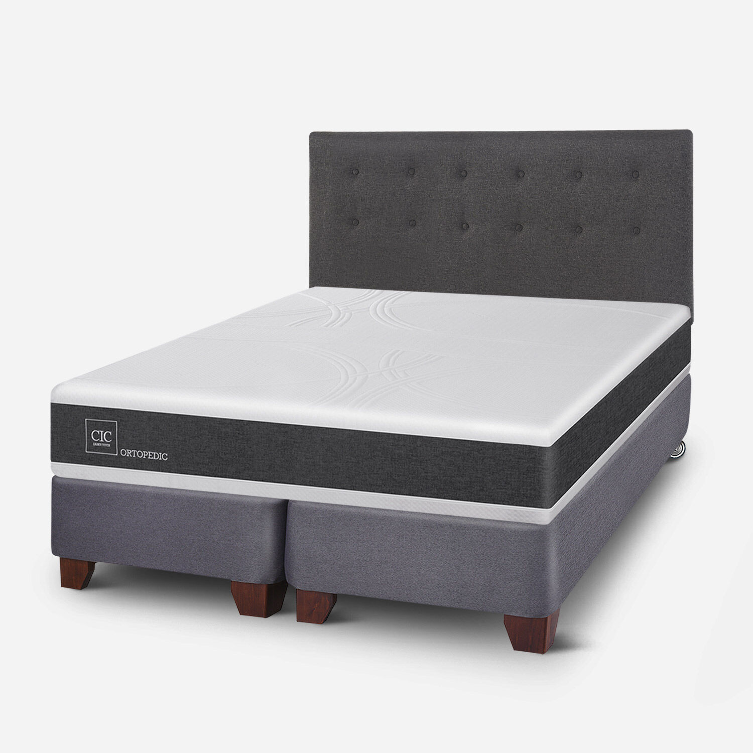 Box Spring 2 Plazas Ortopedic Base Dividida + Respaldo &Eacute;ufrates
