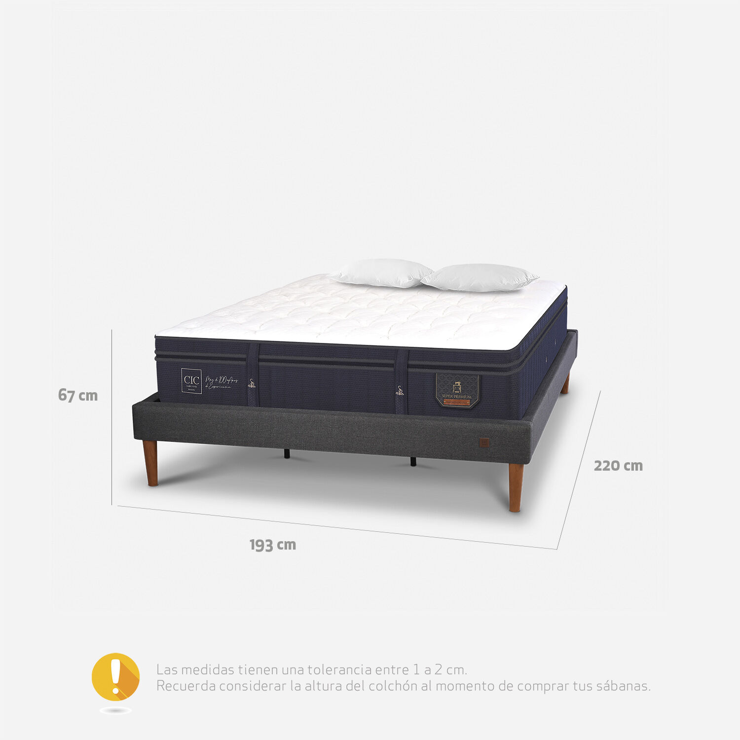 Cama Europea Curve King Super Premium + Almohadas Viscoel&aacute;sticas