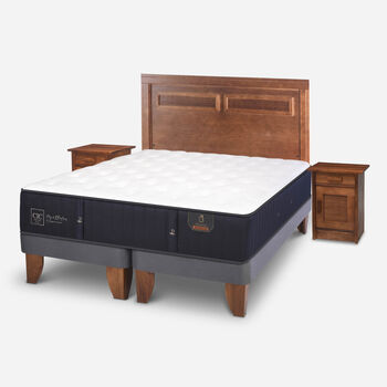 Cama Europea 2 Plazas Premium Base Dividida + Set Mil&aacute;n Caramel