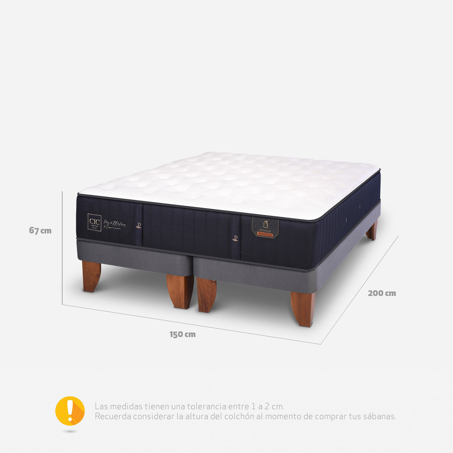 Cama Europea 2 Plazas Premium Base Dividida