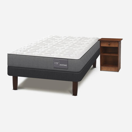 Cama Europea 1,5 Plazas Anatomic + Velador Dubl&iacute;n Caramel