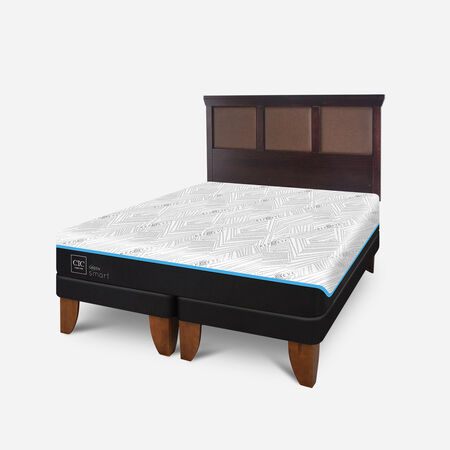 Cama Europea 2 Plazas Infinity Green Base Dividida + Respaldo Torino Chocolate