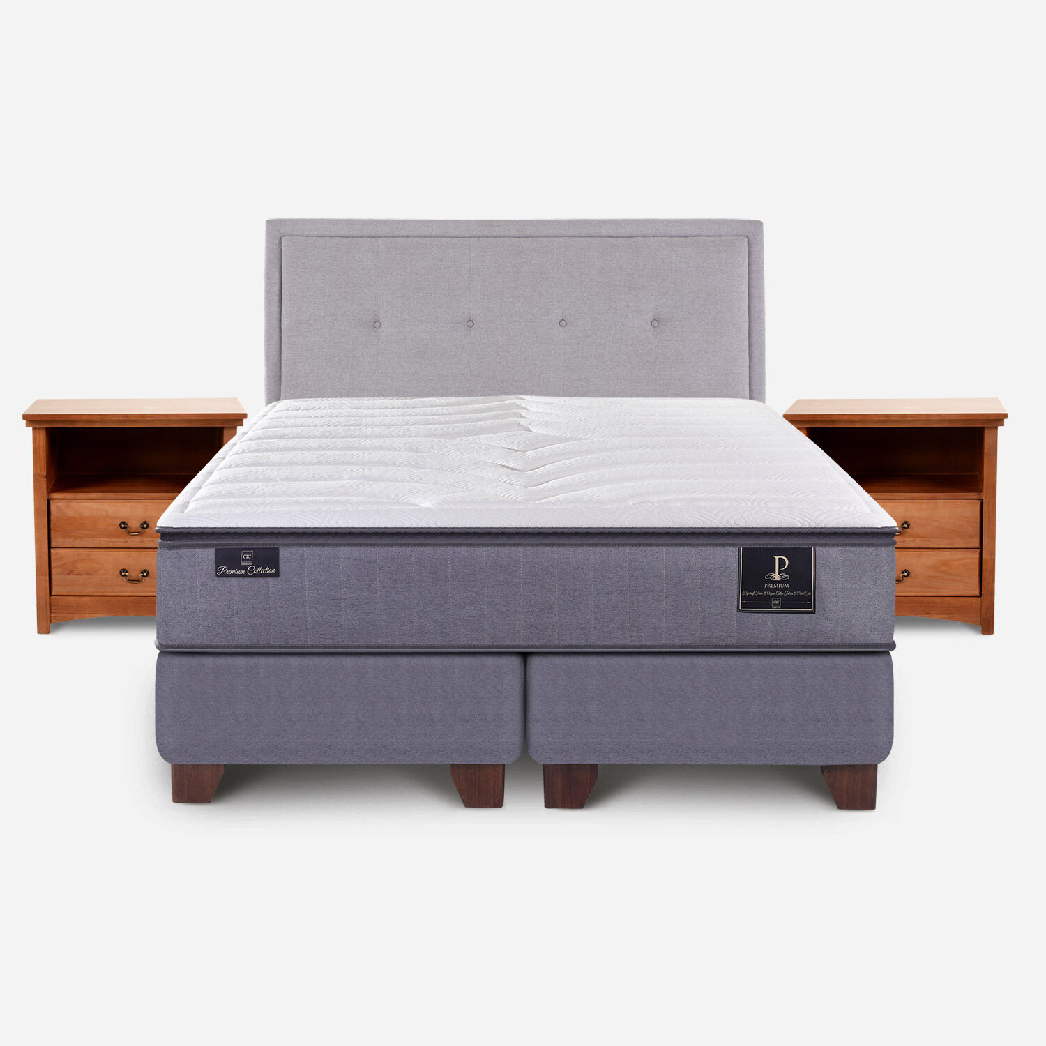 Box Spring 2 Plazas Premium Base Dividida + Set Ganges