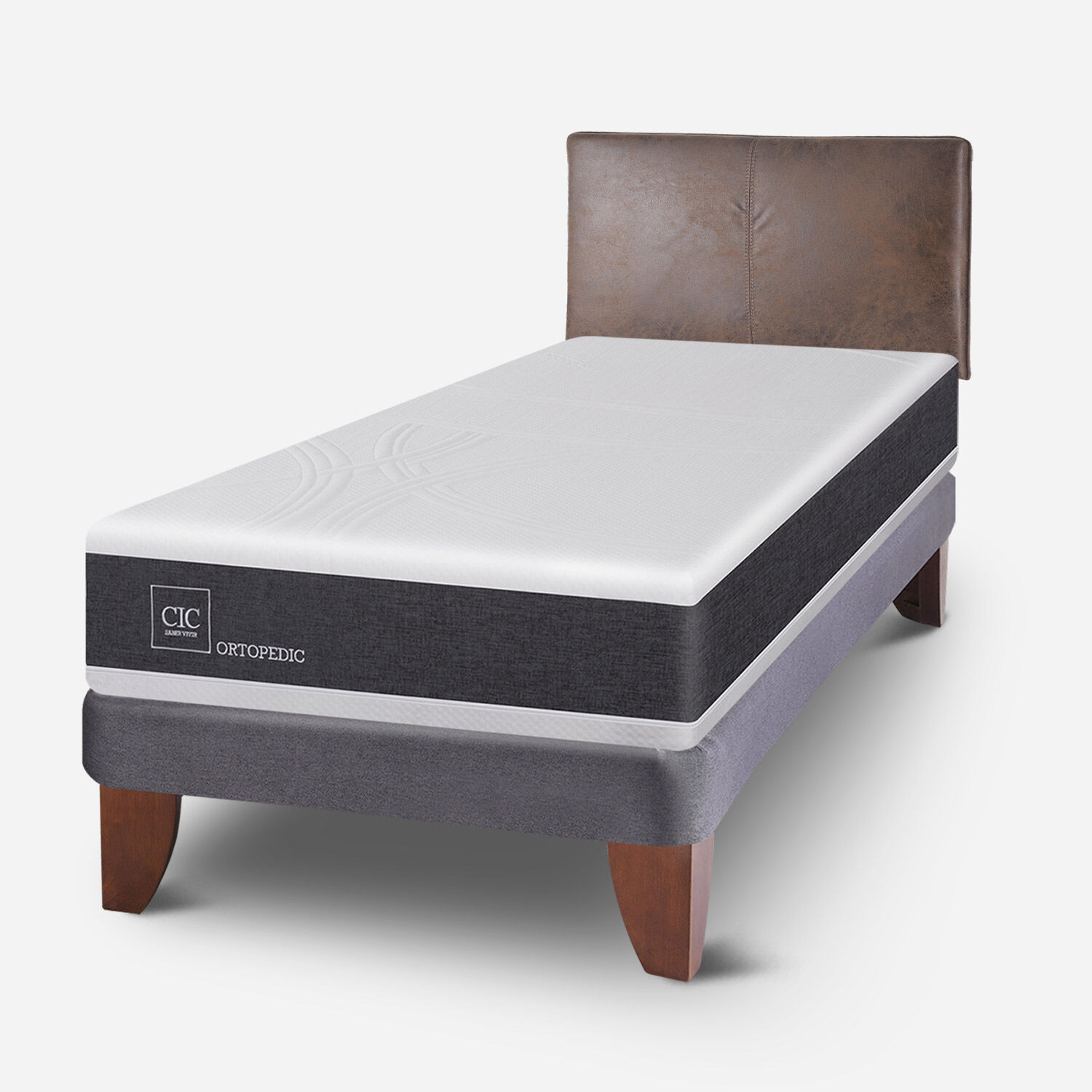 Cama Europea 1,5 Plazas Ortopedic + Respaldo Baker