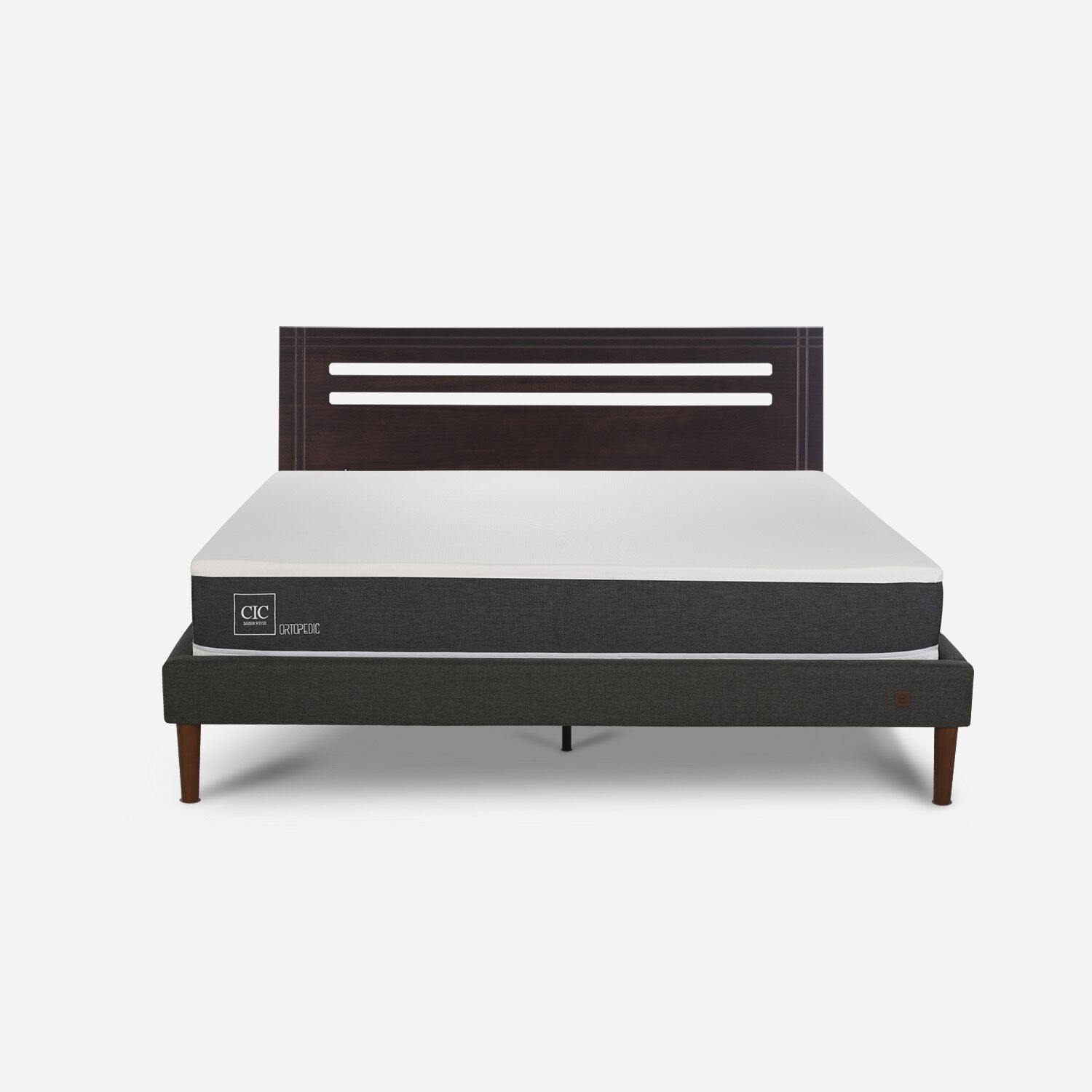 Cama Europea Curve 2 Plazas Ortopedic + Respaldo M&uacute;nich Chocolate