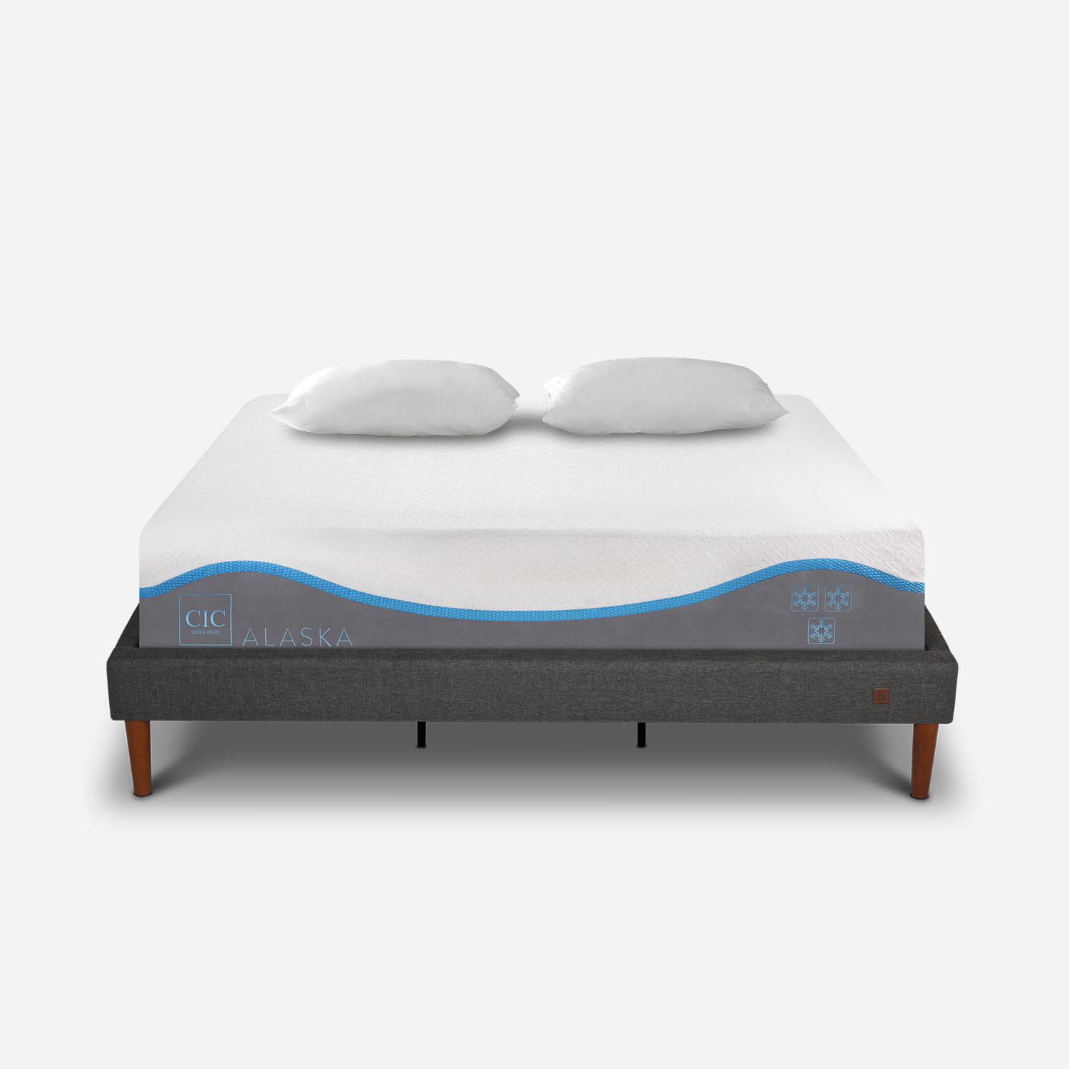 Cama Europea Curve King Alaska + Almohadas Viscoel&aacute;sticass