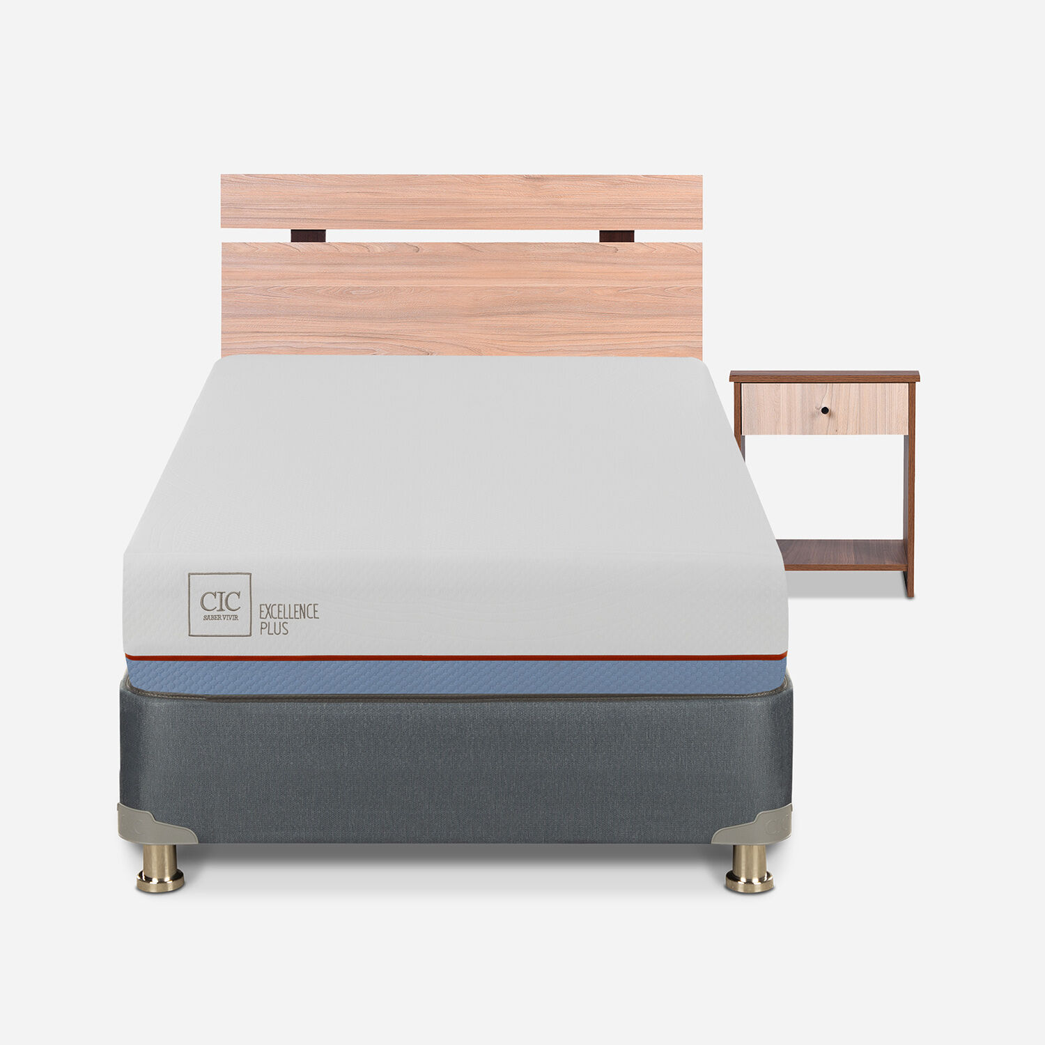 Cama Americana 1.5 Plazas Excellence Plus + Set Olmo