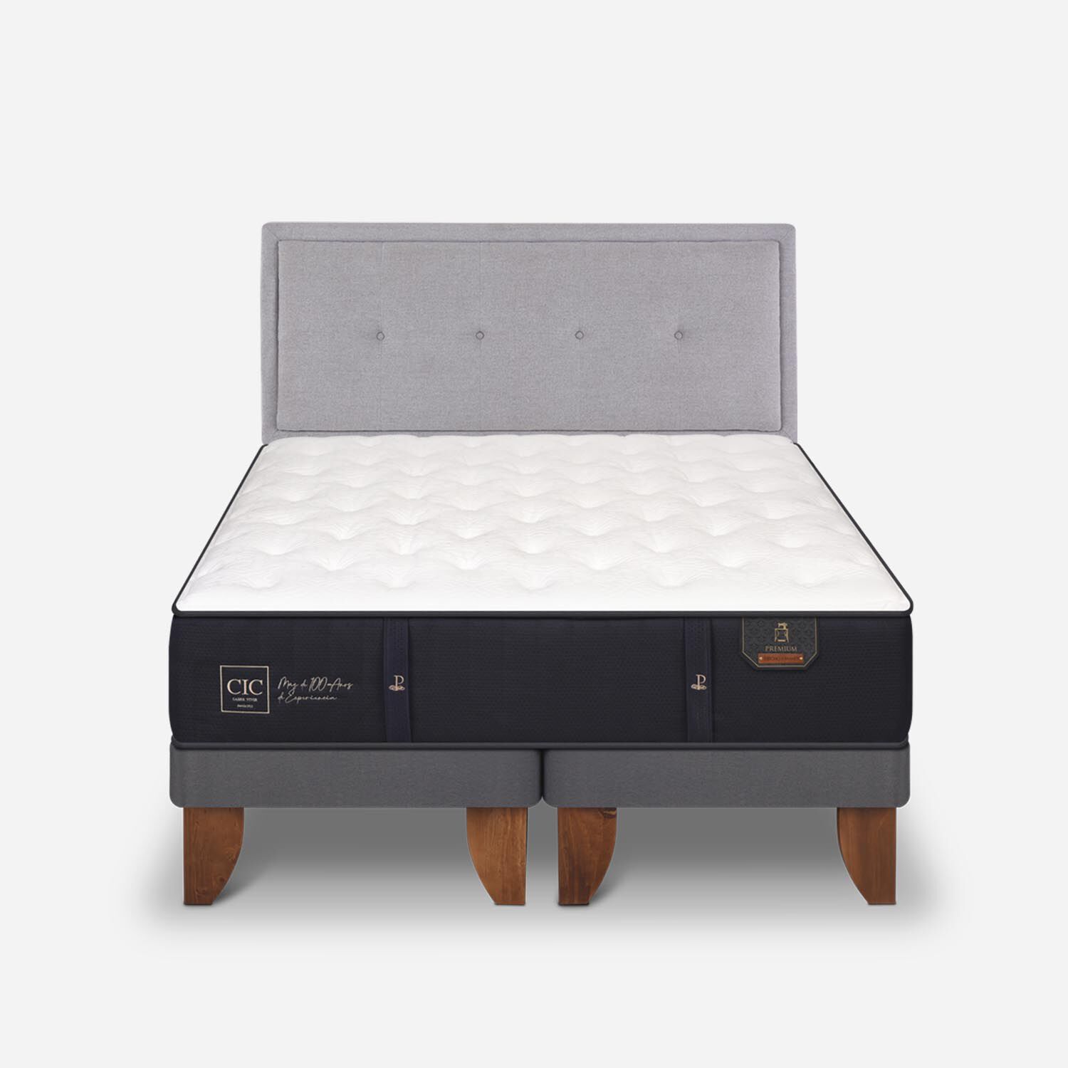 Cama Europea 2 Plazas Premium Base Dividida + Respaldo Ganges