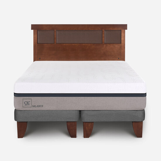 Cama Europea 2 Plazas Balance Base Dividida + Respaldo Dublín Caramel