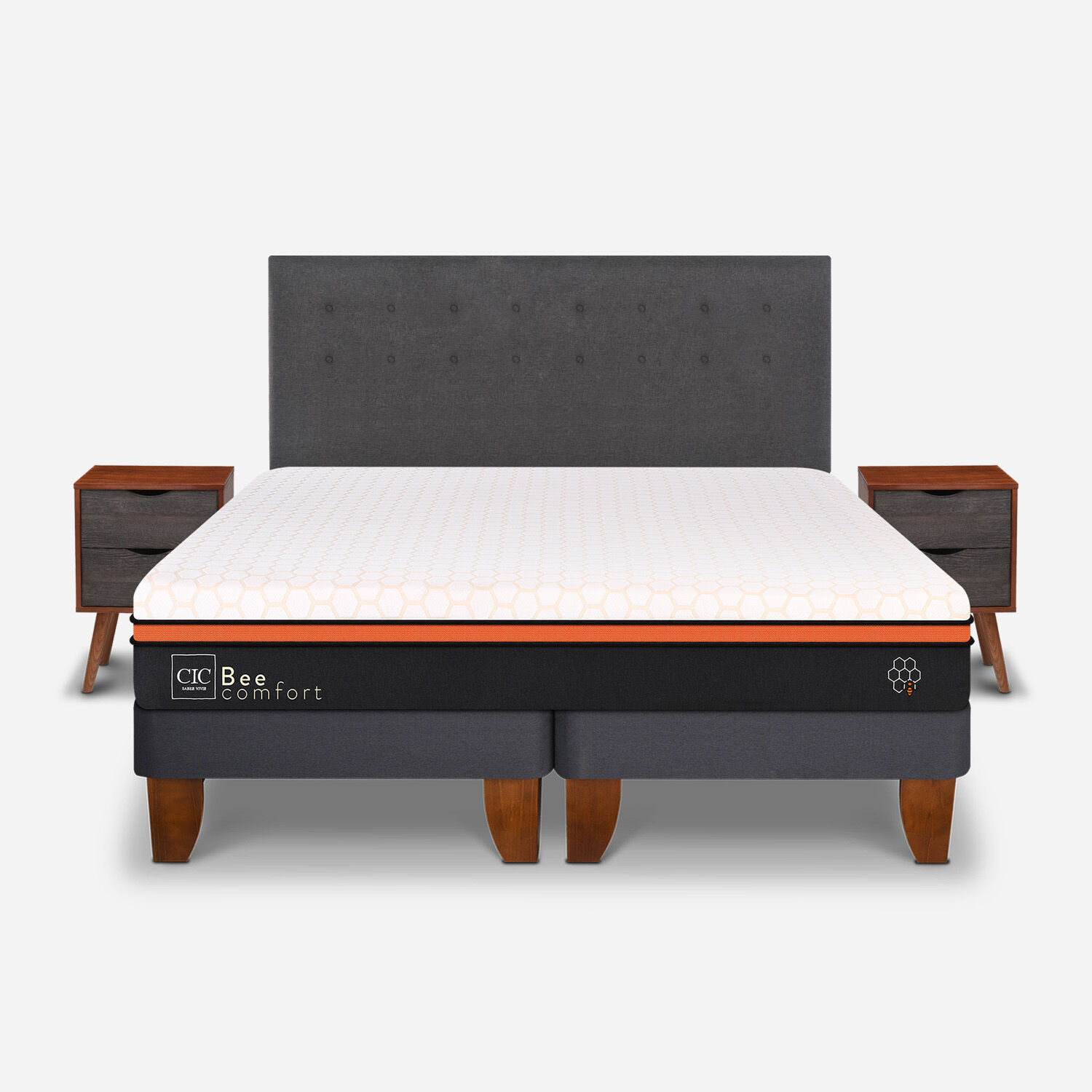 Cama Europea King Bee Comfort + Set &Eacute;ufrates