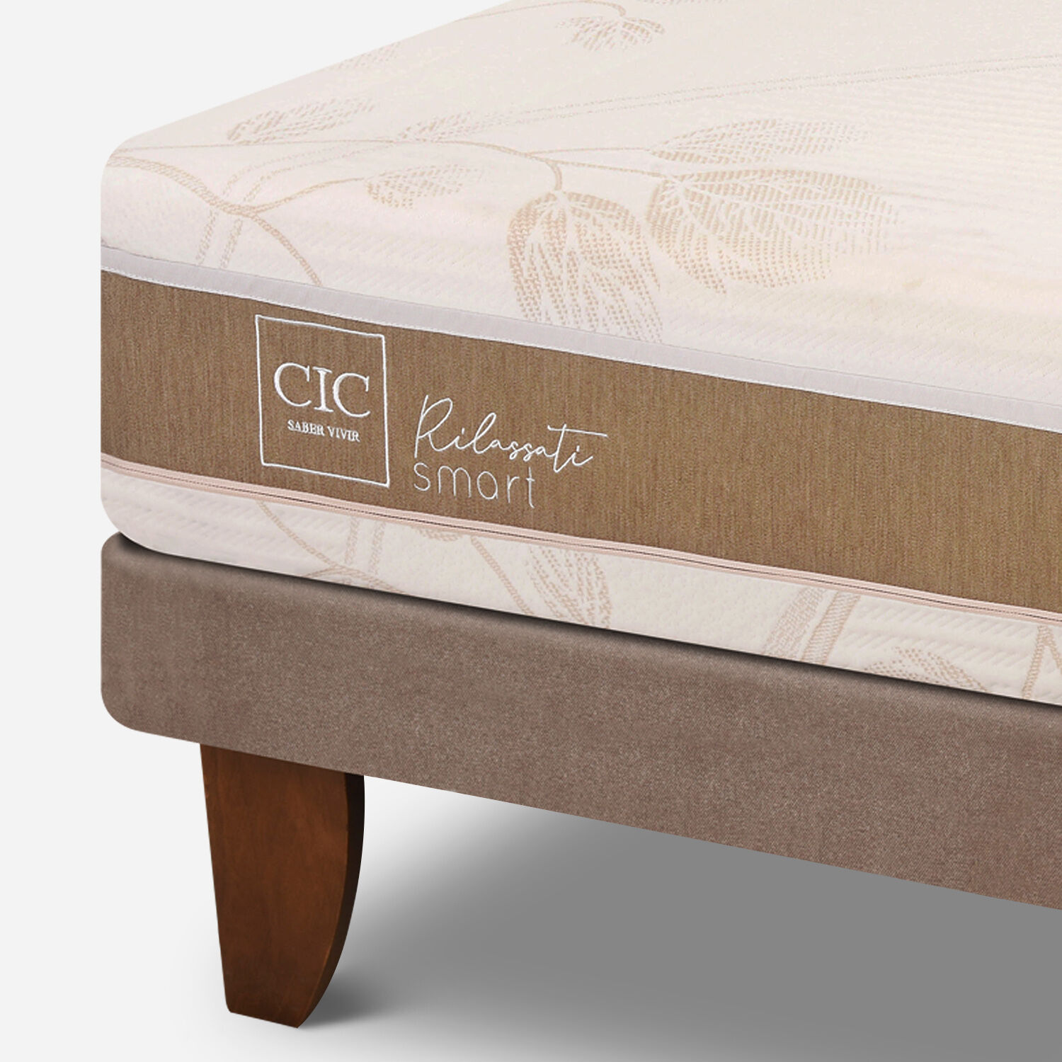 Cama Europea King Rilassati Infinity Base Dividida + Respaldo Mir&oacute; Caramel