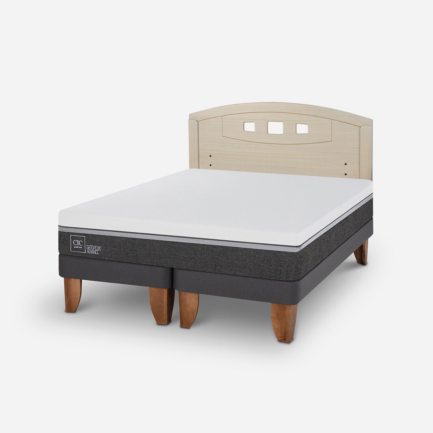 Cama Europea 2 Plazas Ortopedic Advance Base Dividida + Respaldo Gales Alpino