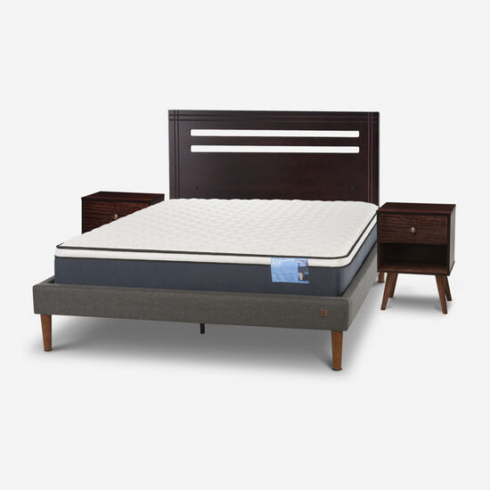 Cama Europea Curve 2 Plazas Excellence Plus + Set New Múnich