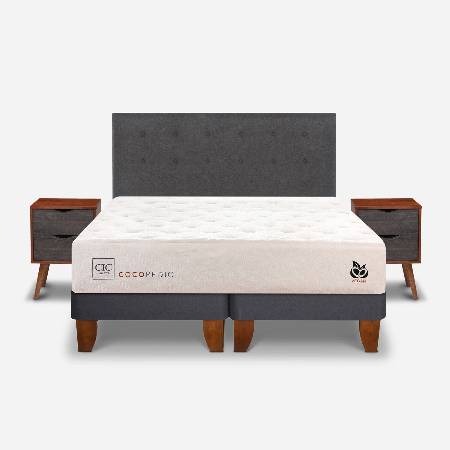 Cama Europea 2 Plazas Cocopedic Base Dividida + Set &Eacute;ufrates