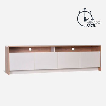 Rack Tv 70" 2 Puertas 2 Cajones Olmo Blanco Colbún