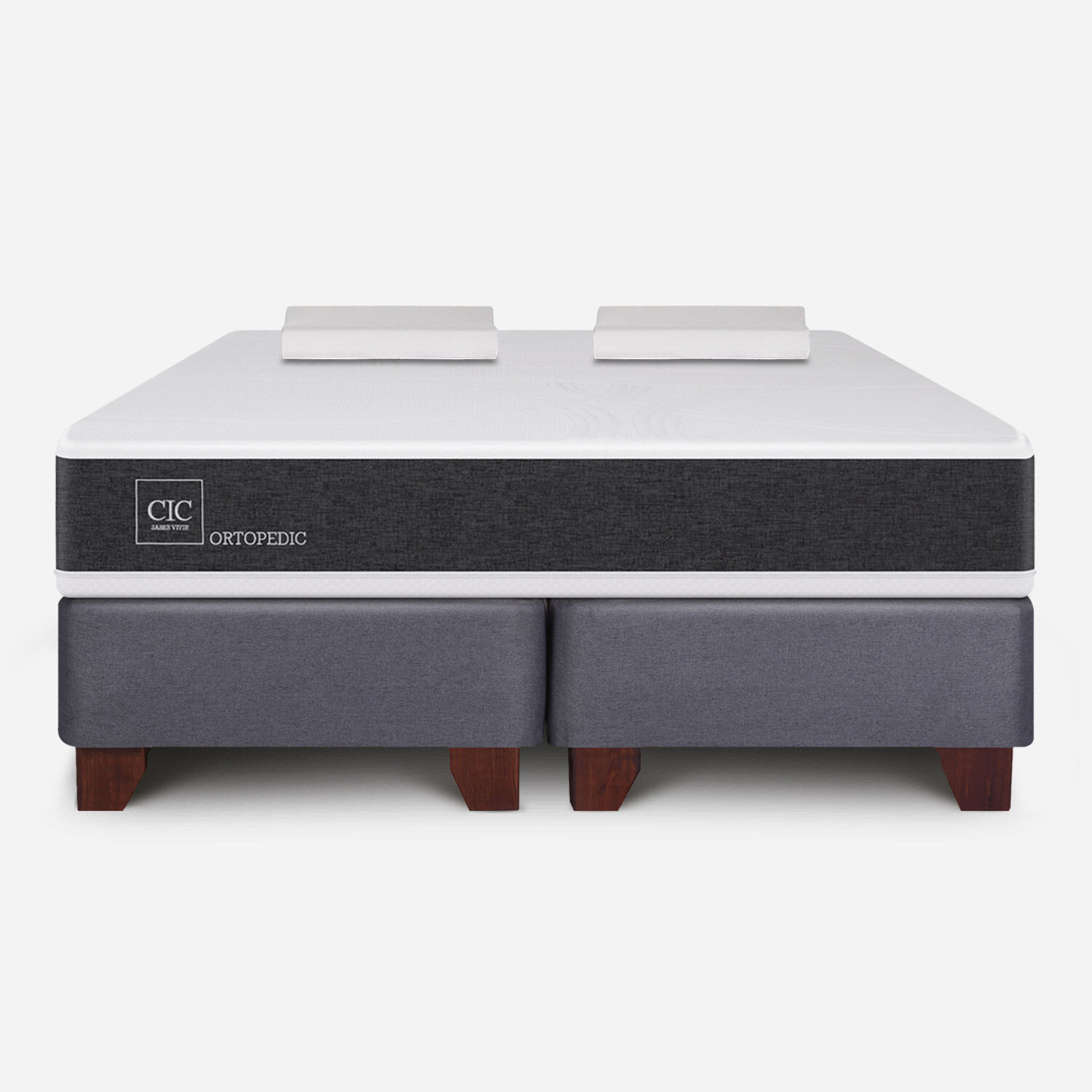 Box Spring King Ortopedic + Almohadas Viscoel&aacute;sticas