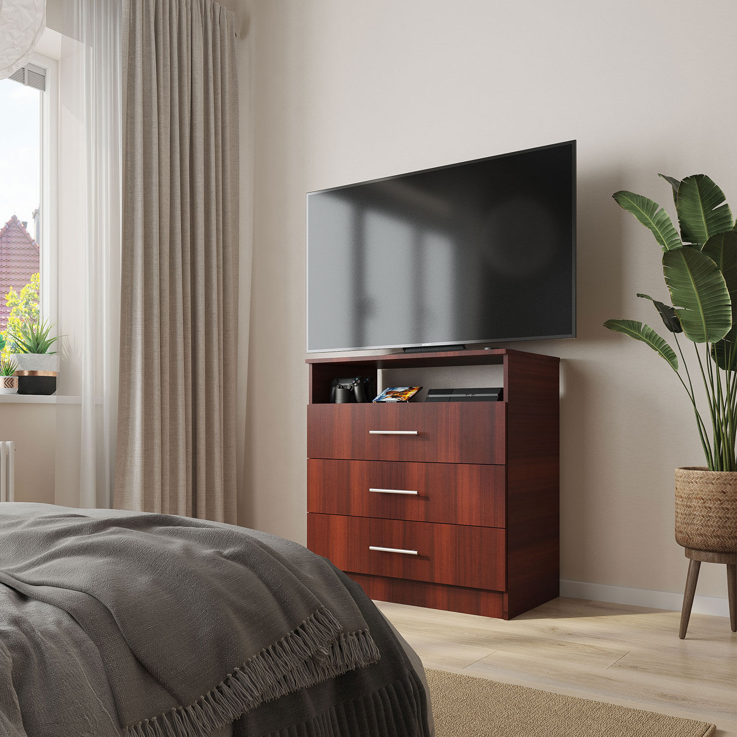 C&oacute;moda Cajonera TV 24" 3 Cajones Atria Wengue