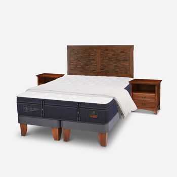 Cama Europea King Grand Premium + Set Antique + Plumón 15% Pluma de Ganso