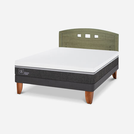 Cama Europea 2 Plazas Ortopedic Advance Base Normal + Respaldo Gales Olivo