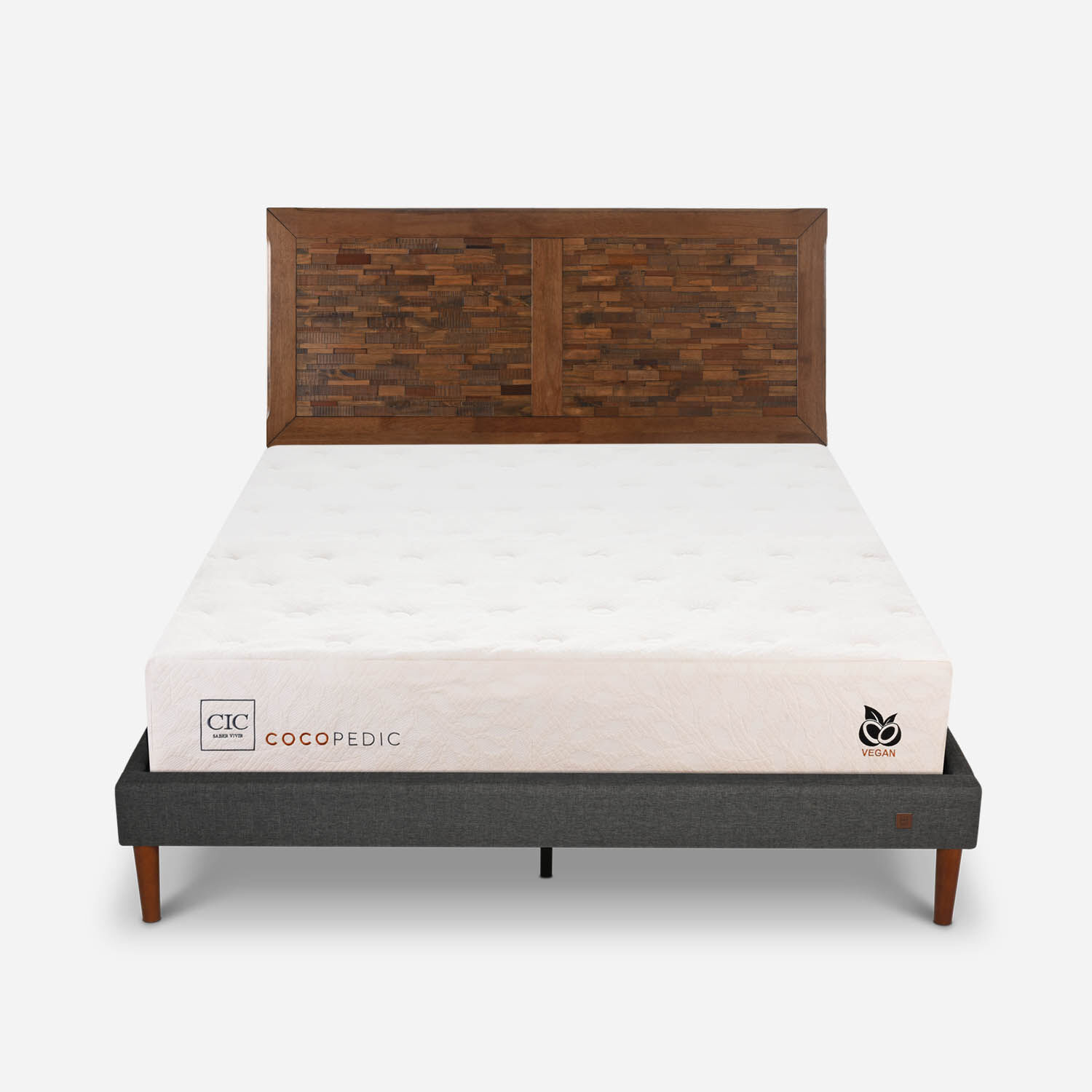 Cama Europea Curve 2 Plazas Cocopedic + Respaldo Antique