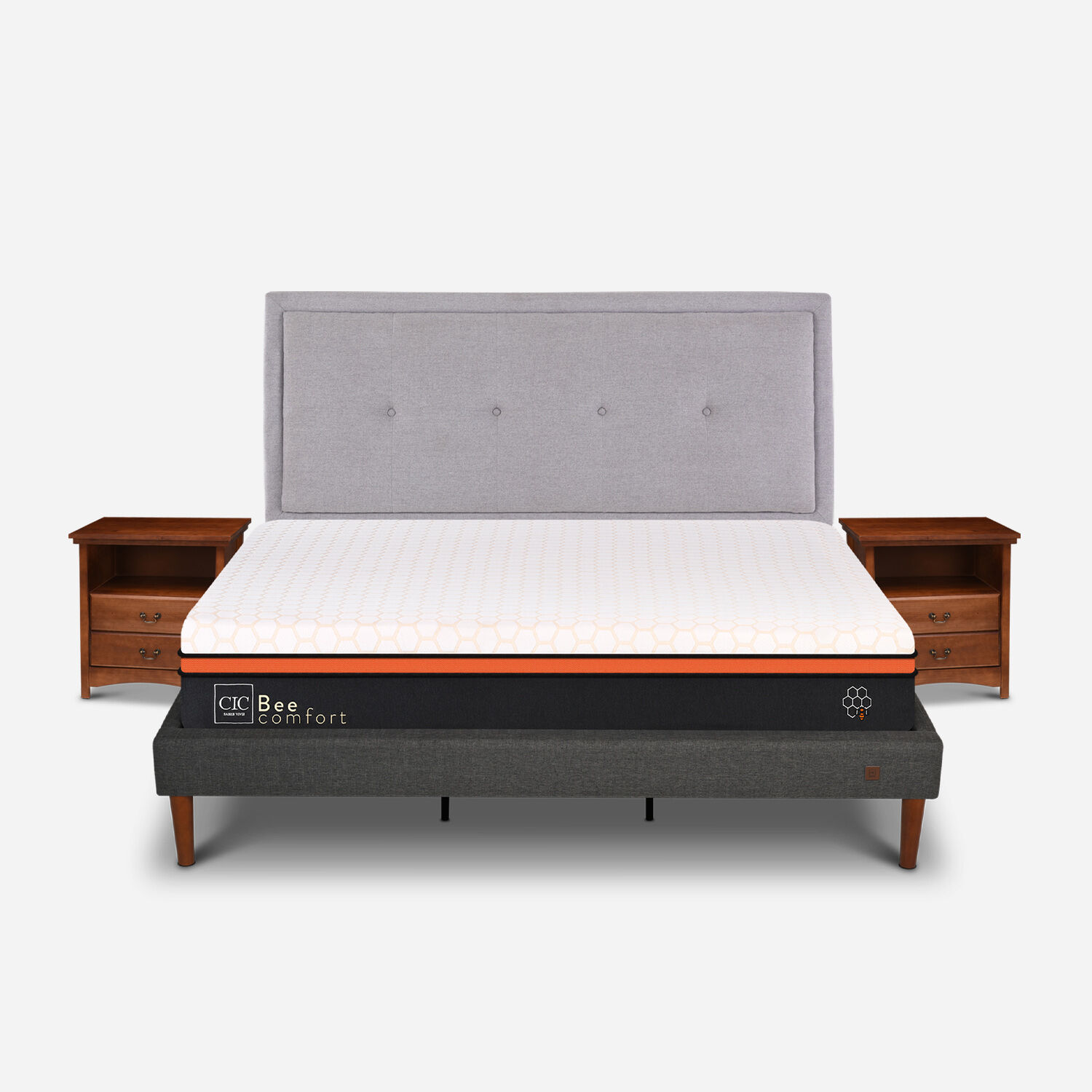 Cama Europea Curve King Bee Comfort + Set Ganges